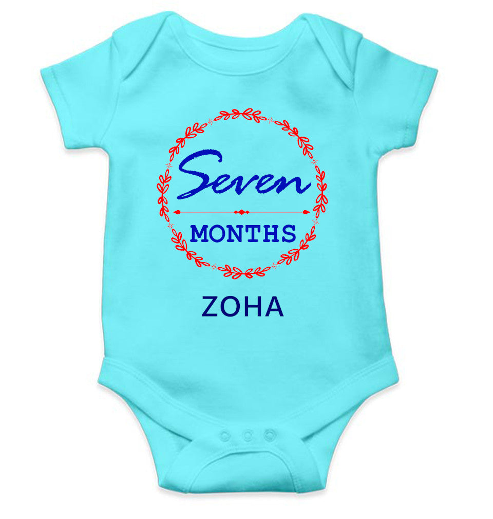 Custom Name Seven Months Rompers for Baby Girl- FunkyTeesClub