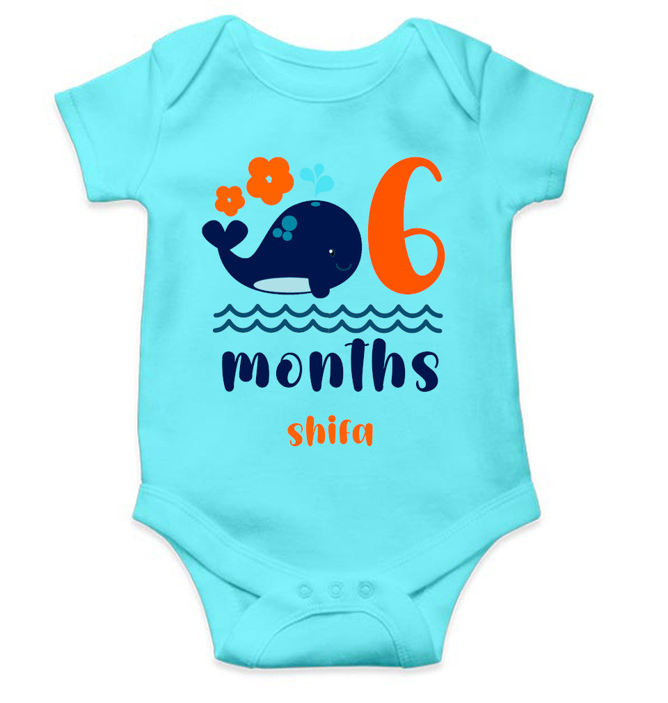 Custom Name Sixth Month Rompers for Baby Girl- FunkyTeesClub