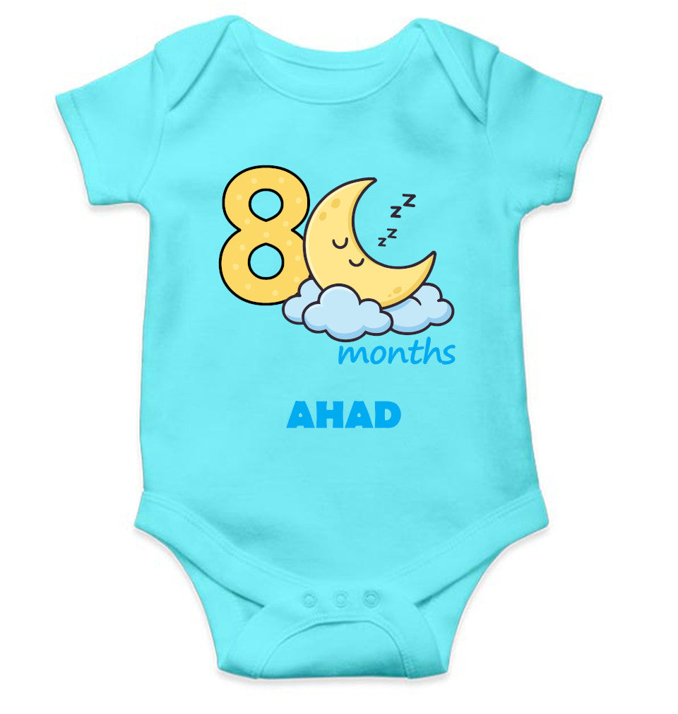 Custom Name Eighth Month Rompers for Baby Boy- FunkyTeesClub