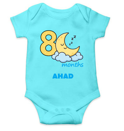 Custom Name Eighth Month Rompers for Baby Boy- FunkyTeesClub