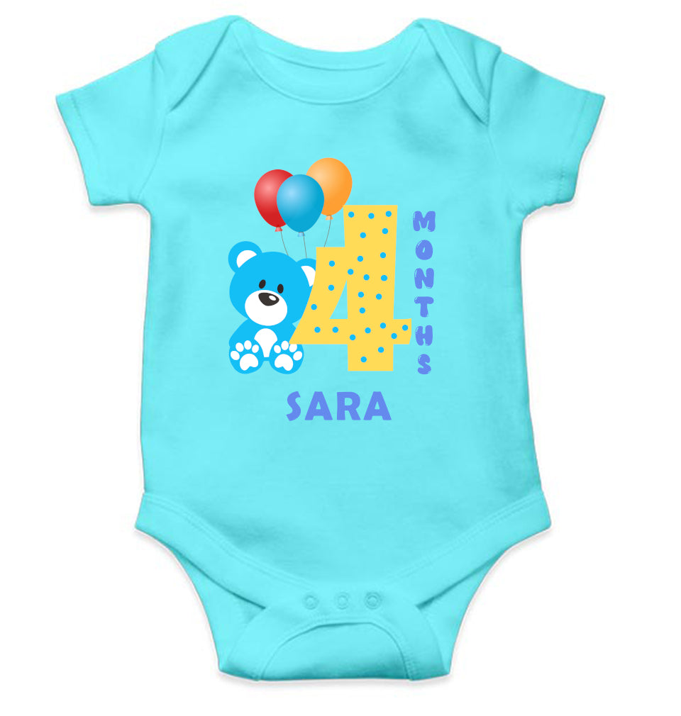 Custom Name Fourth Month Rompers for Baby Girl- FunkyTeesClub