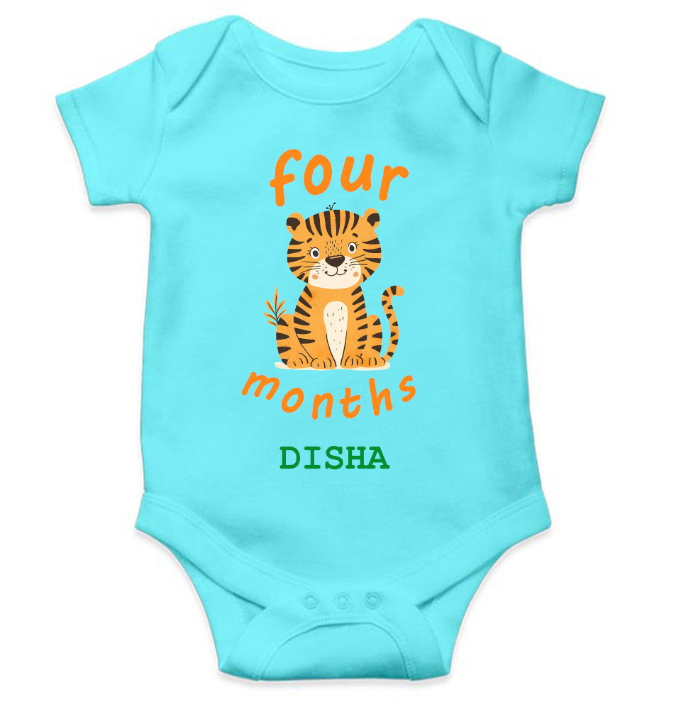 Custom Name Four Month Rompers for Baby Girl- FunkyTeesClub