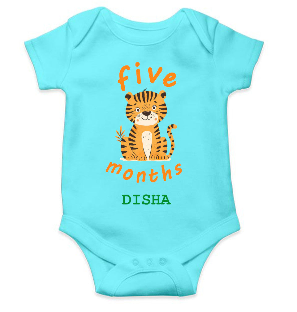 Custom Name Five Month Rompers for Baby Girl- FunkyTeesClub