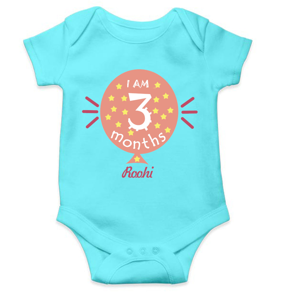 Custom Name I Am Three Month Rompers for Baby Girl- FunkyTeesClub