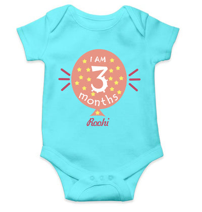 Custom Name I Am Three Month Rompers for Baby Girl- FunkyTeesClub