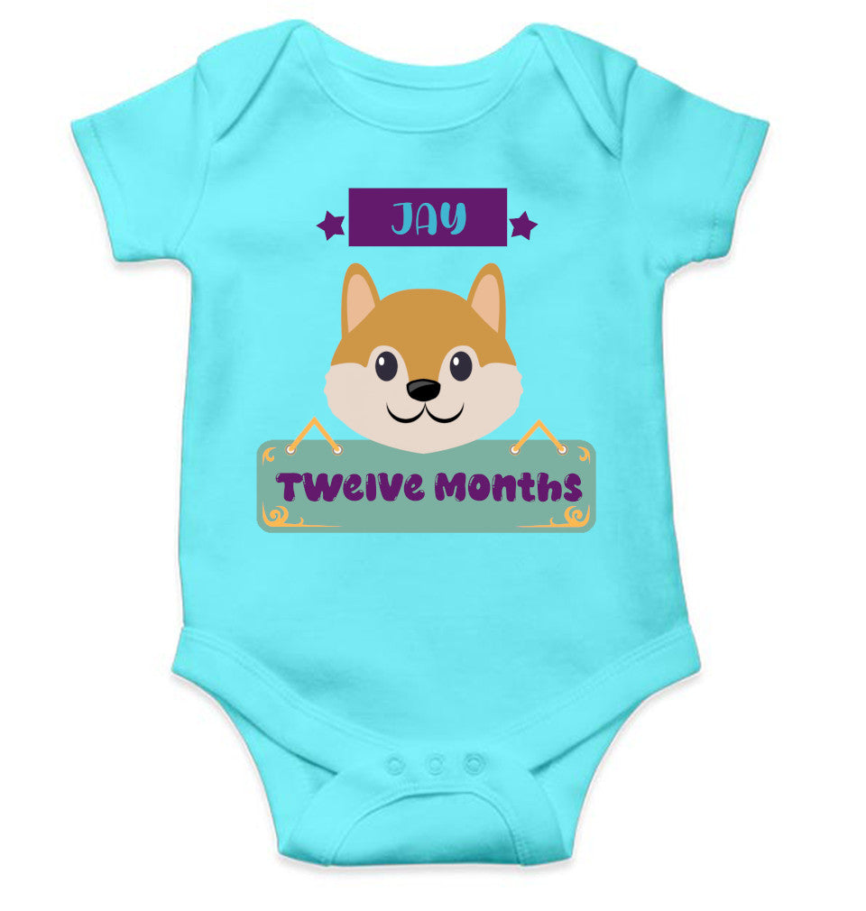 Custom Name Twelve Months Rompers for Baby Boy- FunkyTeesClub