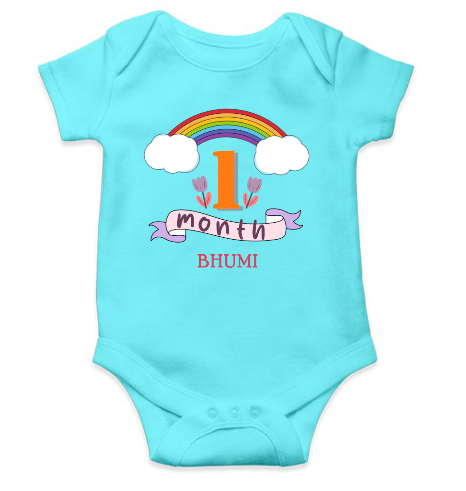 Custom Name First Month Rompers for Baby Girl- FunkyTeesClub