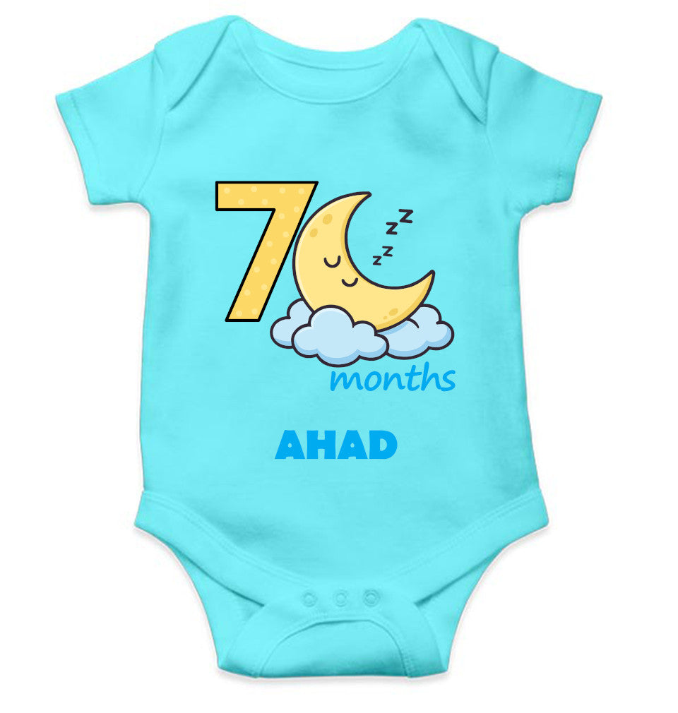Custom Name Seventh Month Rompers for Baby Boy- FunkyTeesClub