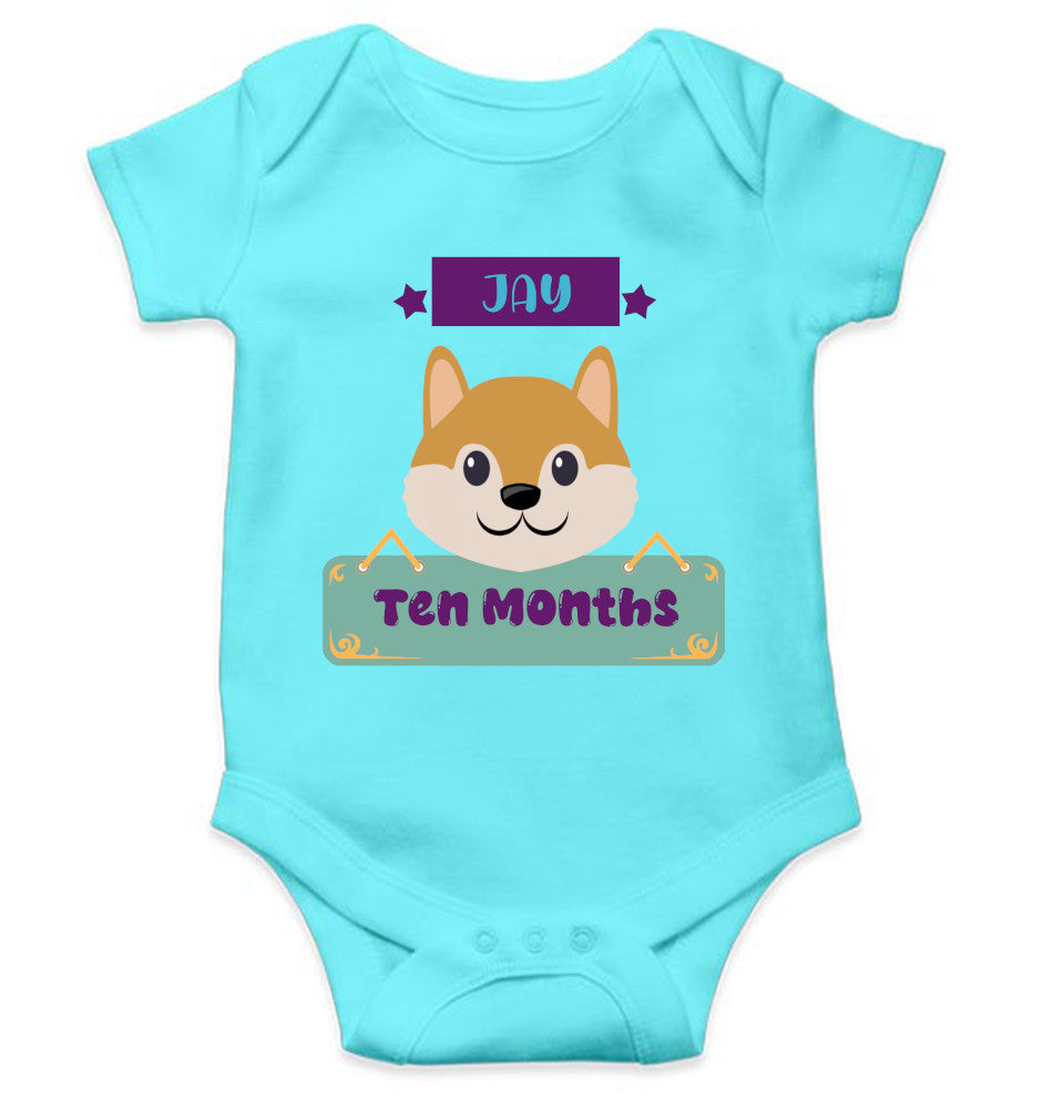 Custom Name Ten Months Rompers for Baby Boy- FunkyTeesClub