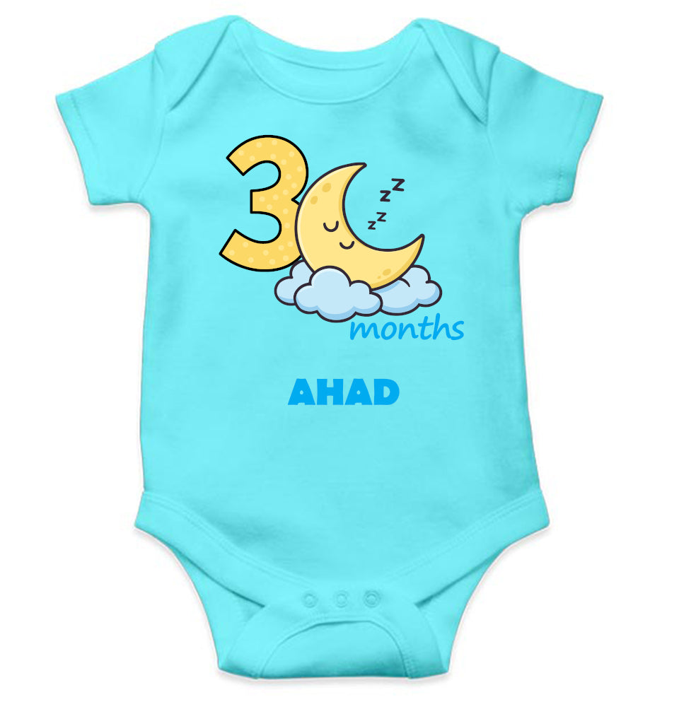 Custom Name Third Month Rompers for Baby Boy- FunkyTeesClub