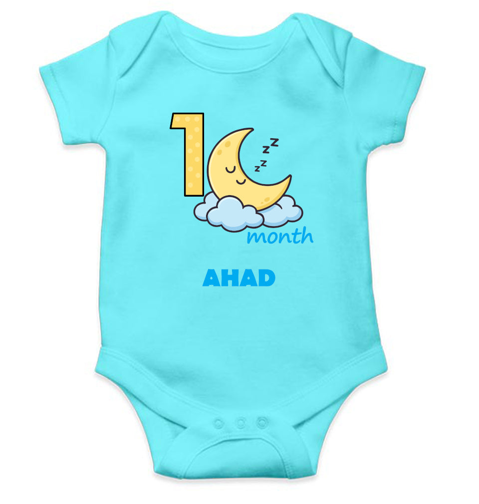 Custom Name First Month Rompers for Baby Boy- FunkyTeesClub