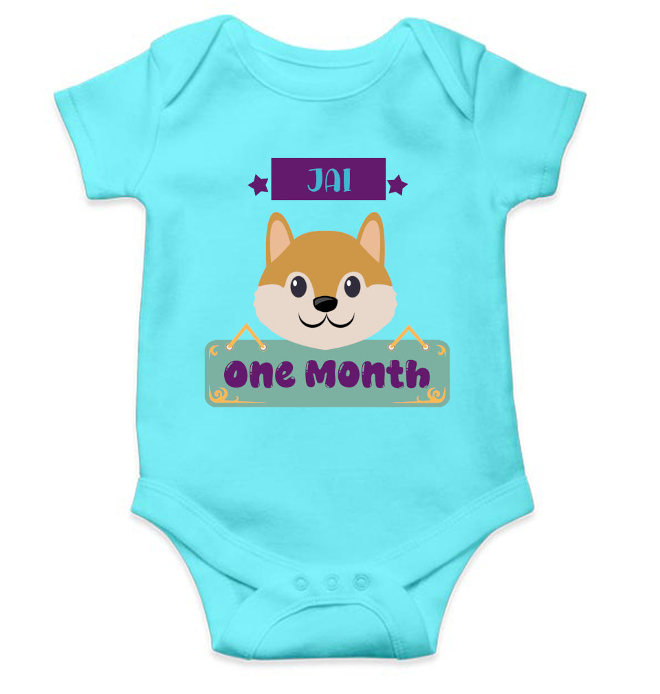 Custom Name One Month Rompers for Baby Boy- FunkyTeesClub