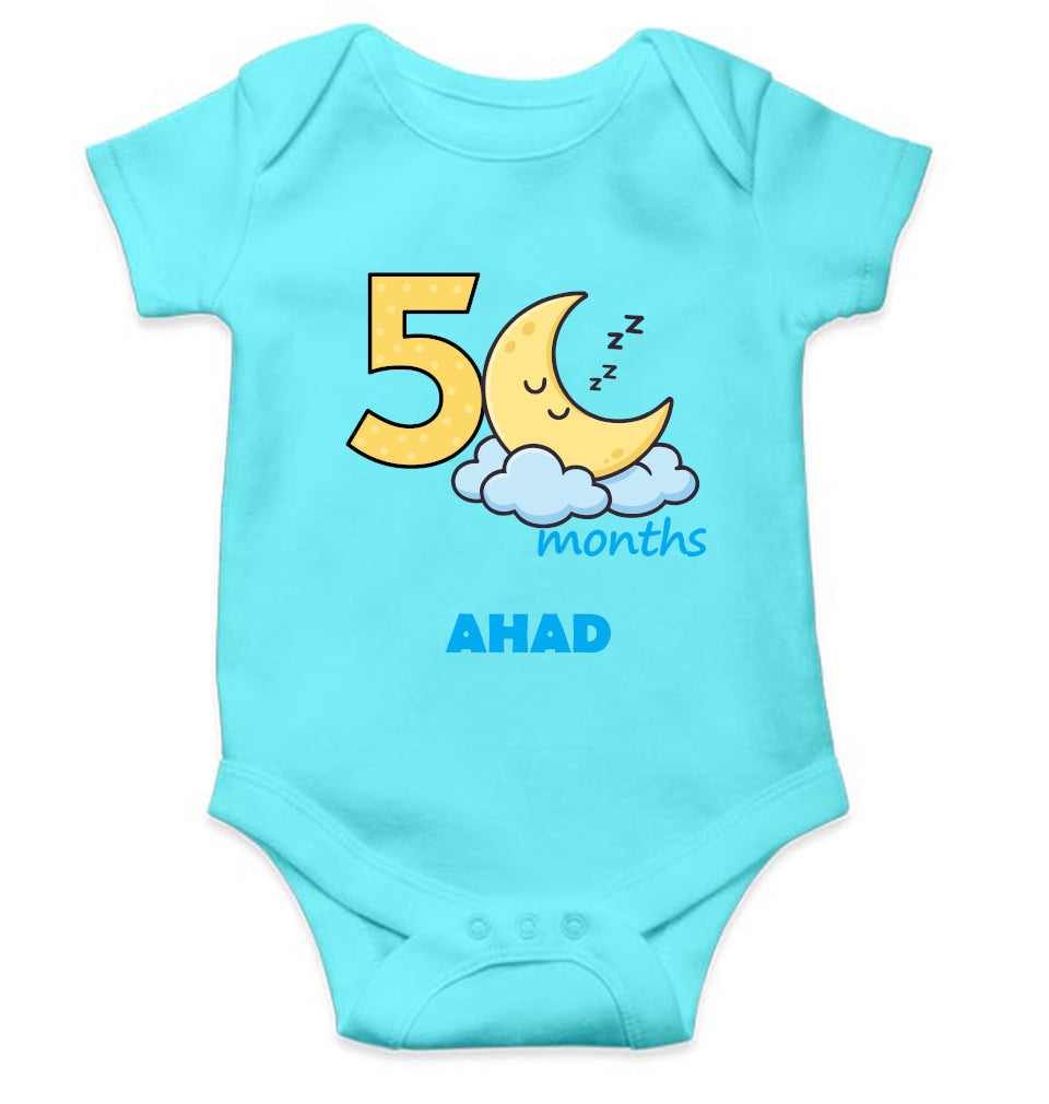 Custom Name Fifth Month Rompers for Baby Boy- FunkyTeesClub