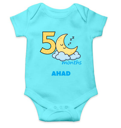 Custom Name Fifth Month Rompers for Baby Boy- FunkyTeesClub