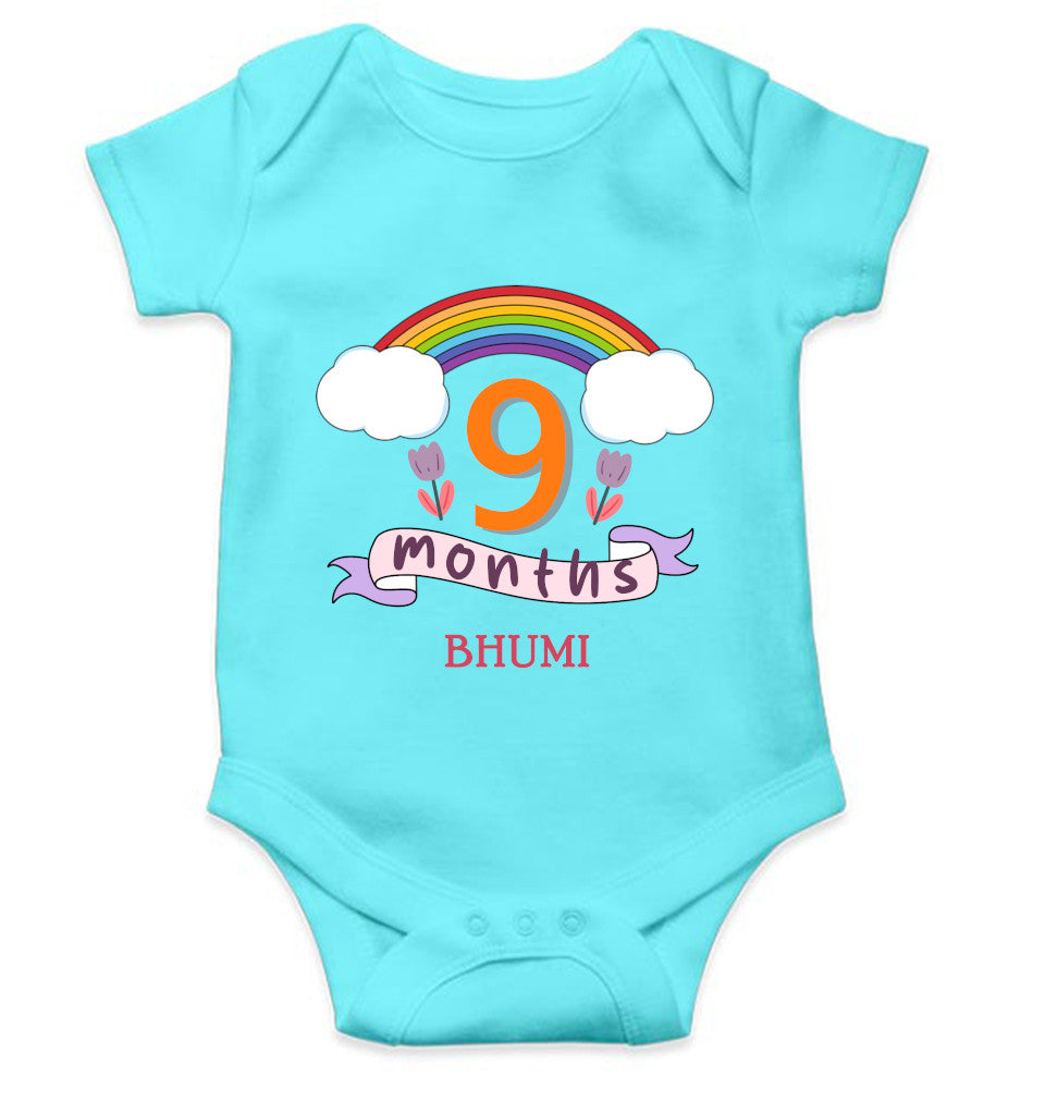 Custom Name Ninth Month Rompers for Baby Girl- FunkyTeesClub