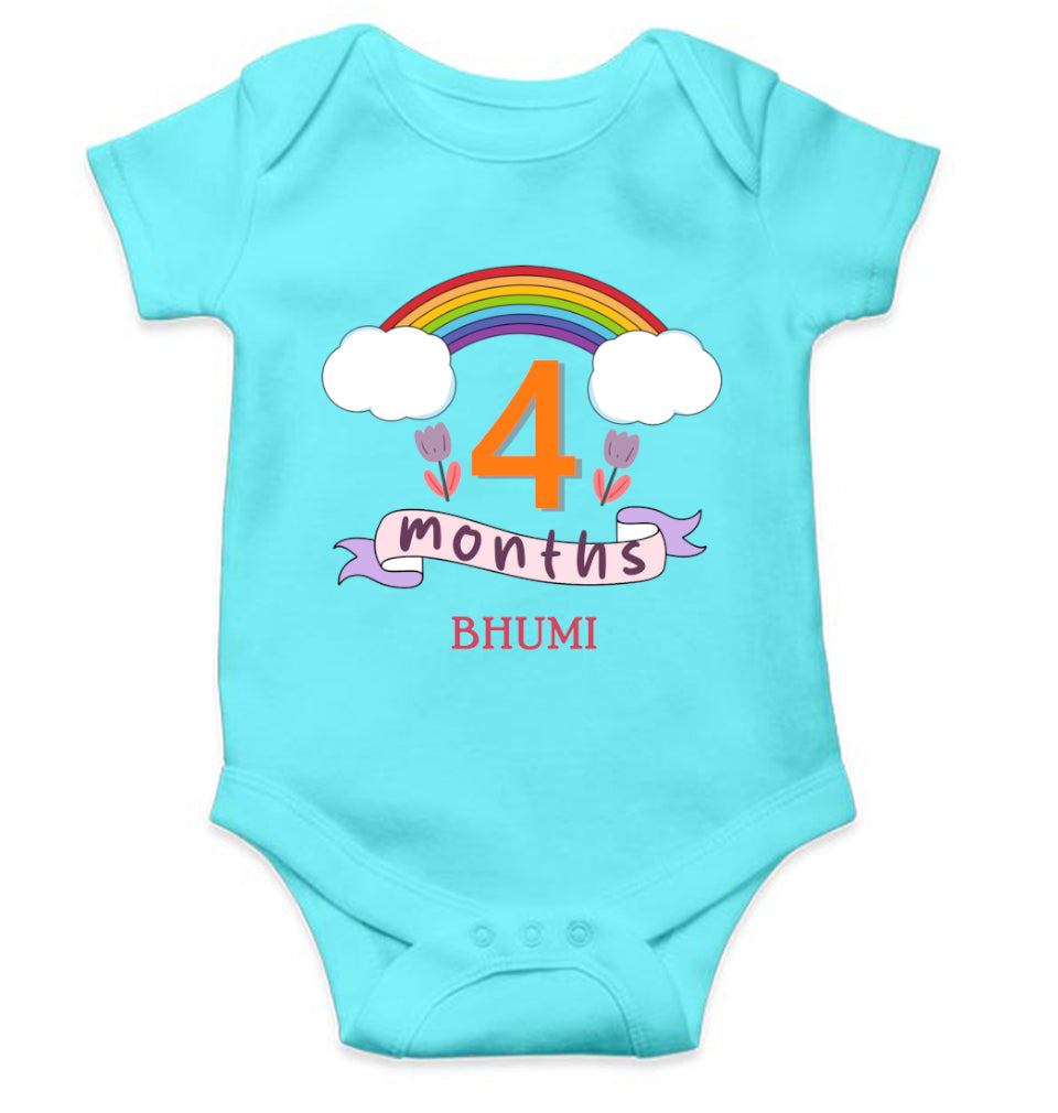 Custom Name Fourth Month Rompers for Baby Girl- FunkyTeesClub