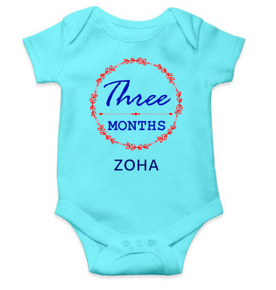 Custom Name Three Months Rompers for Baby Girl- FunkyTeesClub
