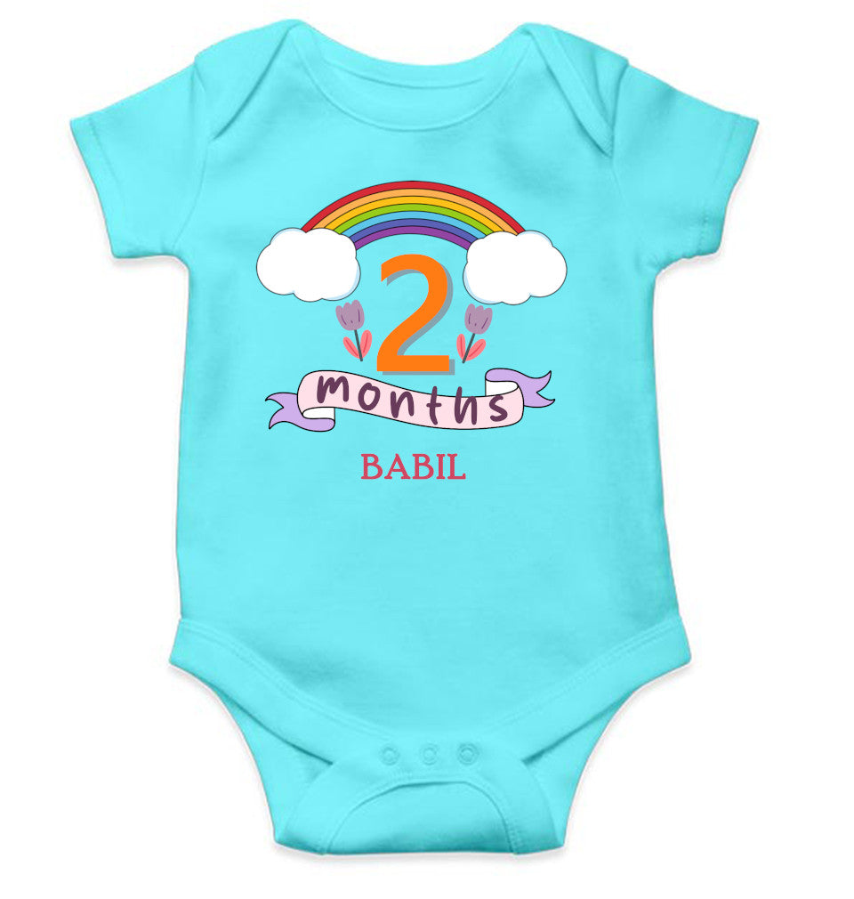 Custom Name Second Month Rompers for Baby Boy- FunkyTeesClub