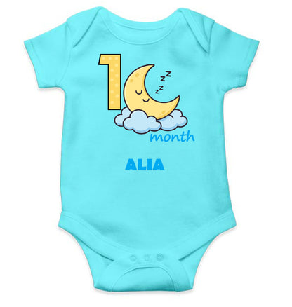 Custom Name First Month Rompers for Baby Girl- FunkyTeesClub