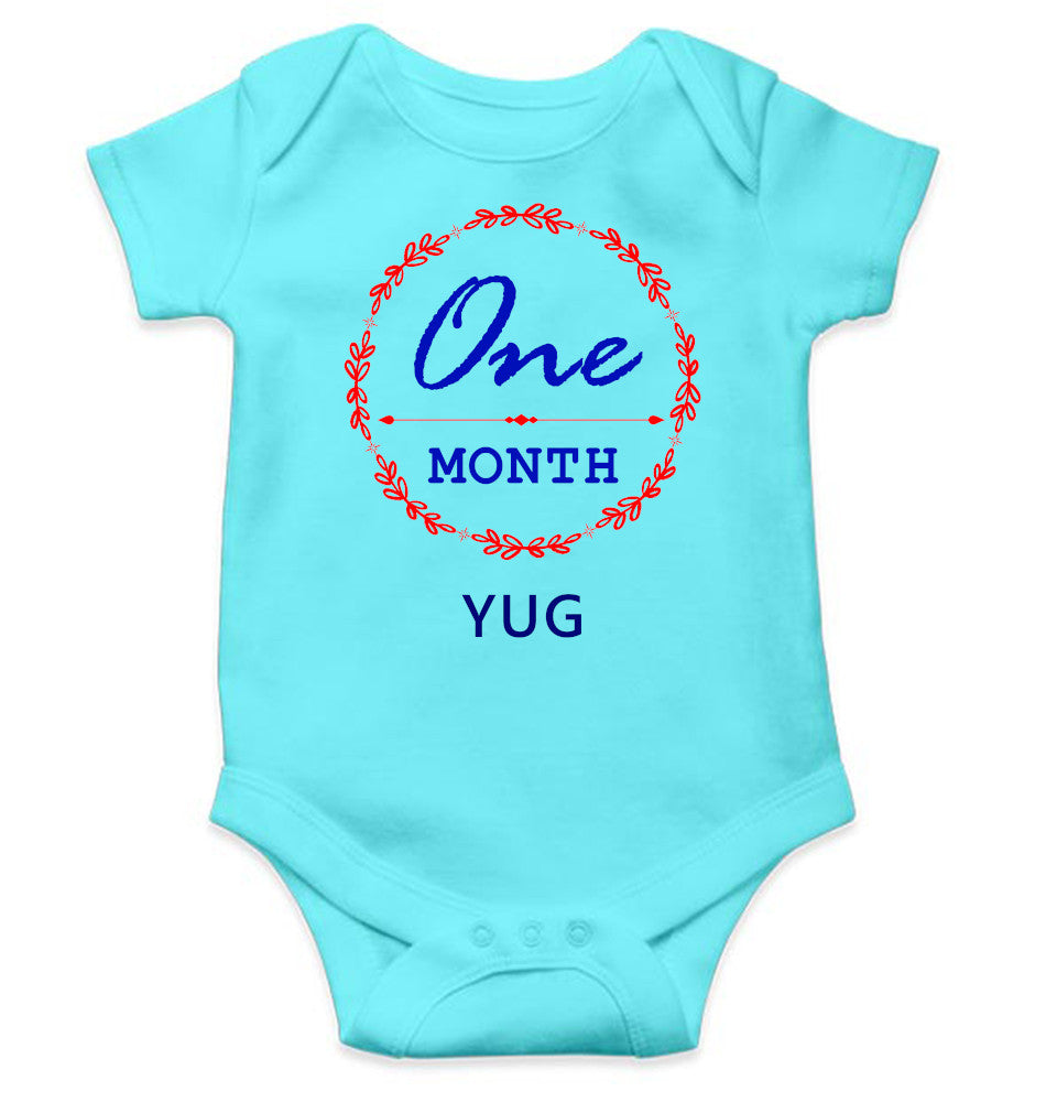 Custom Name One Month Rompers for Baby Boy- FunkyTeesClub