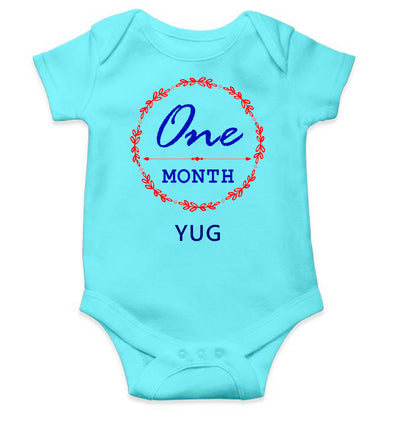 Custom Name One Month Rompers for Baby Boy- FunkyTeesClub