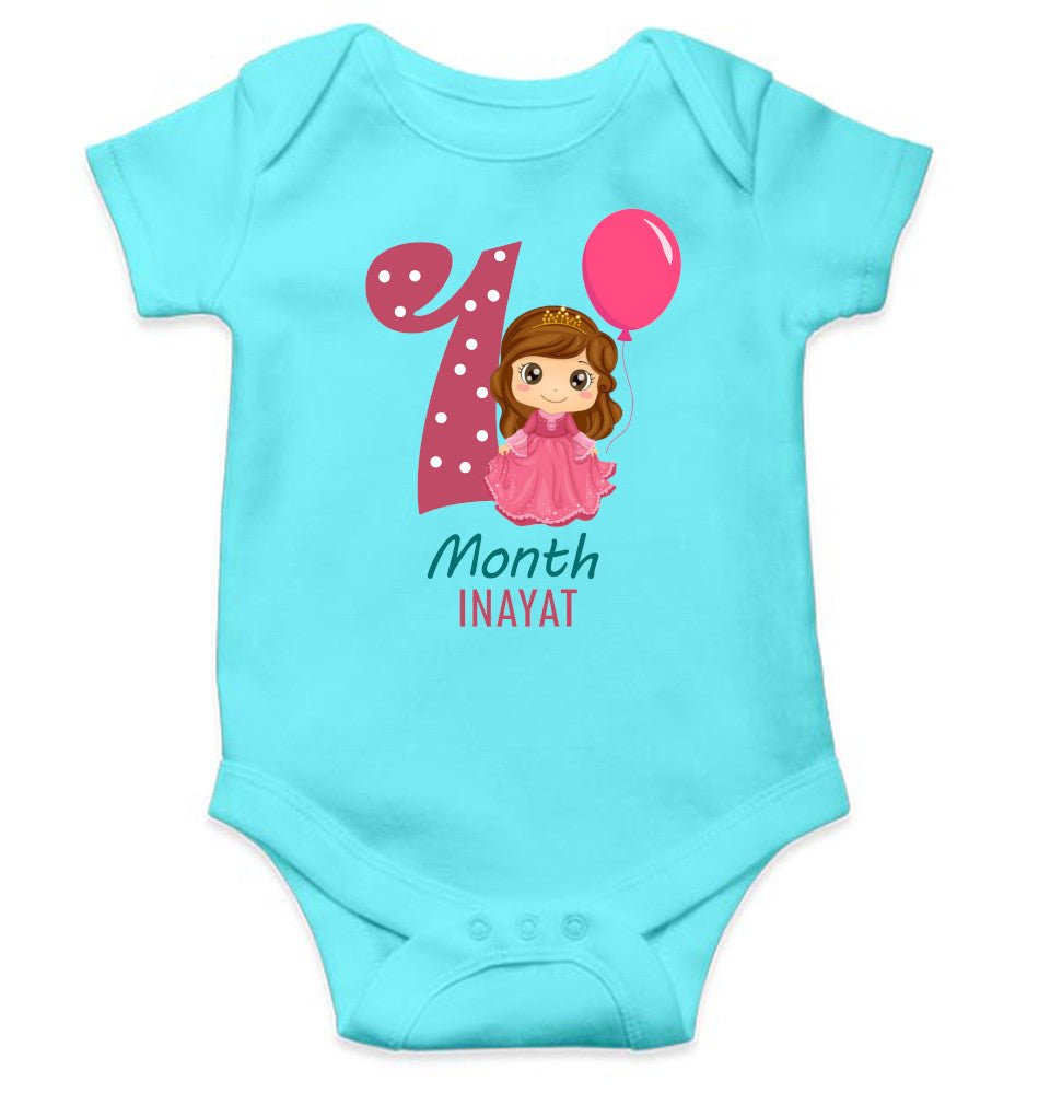 Custom Name First Month Rompers for Baby Girl- FunkyTeesClub