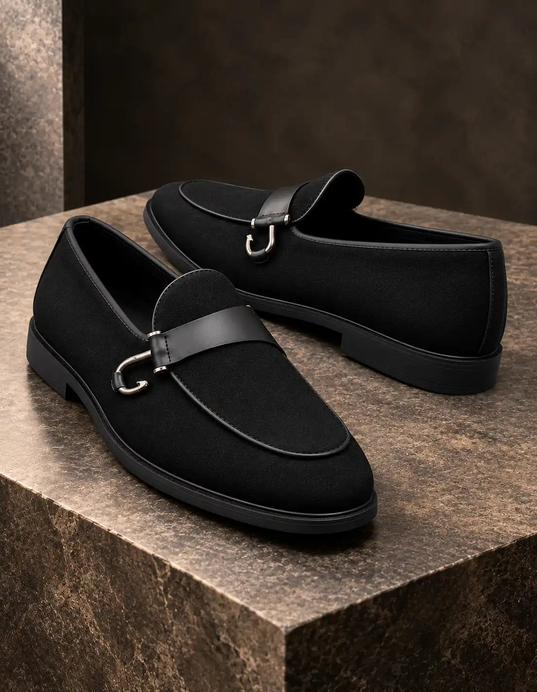 Premium Black Suede Moccasins for Men | Handmade Formal Loafers