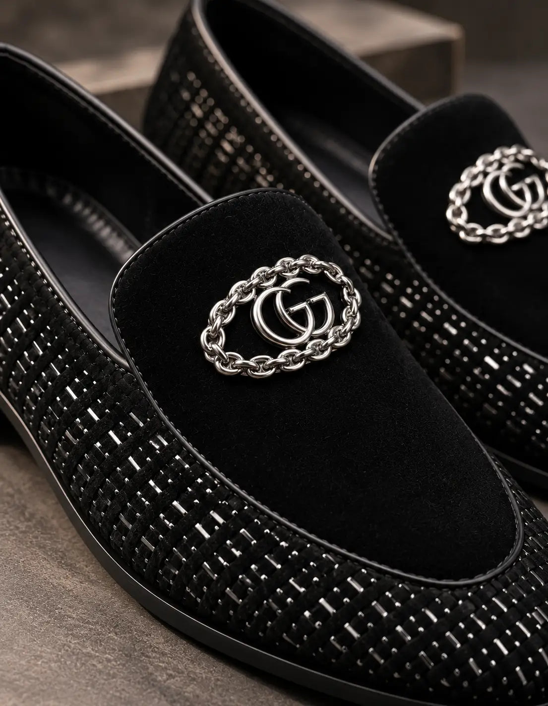 Premium Black Partywear Moccasins for Men – Patent Faux Leather Loafers