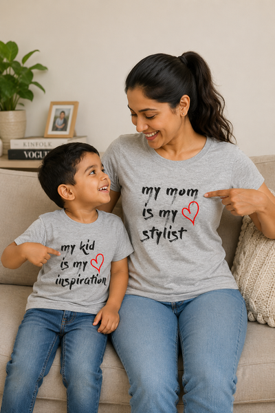 My Kid Is My Inspiration My Mom Is My Stylist Mother and Son Matching T-Shirt- FunkyTeesClub