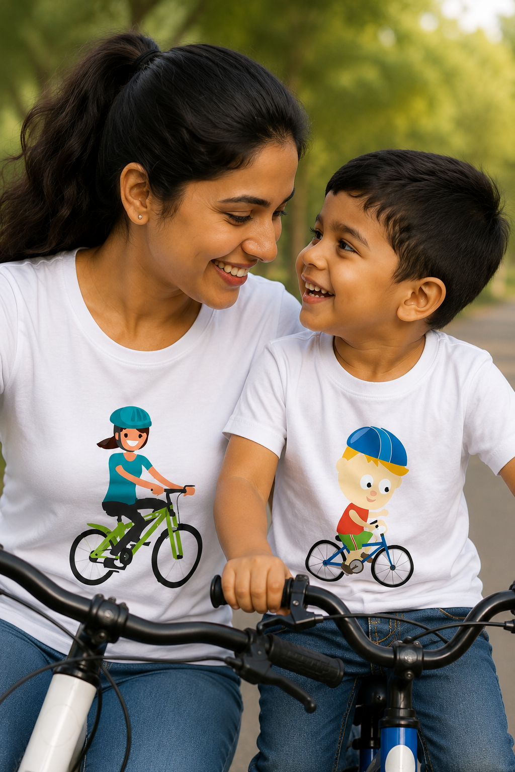 Bicycle Mother and Son Matching T-Shirt- FunkyTeesClub