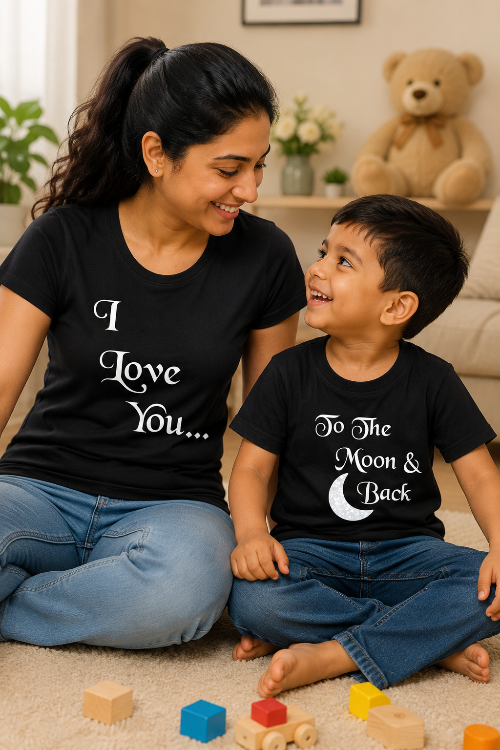 I Love You To The Moon &  Back Mother and Son Matching T-Shirt- FunkyTeesClub