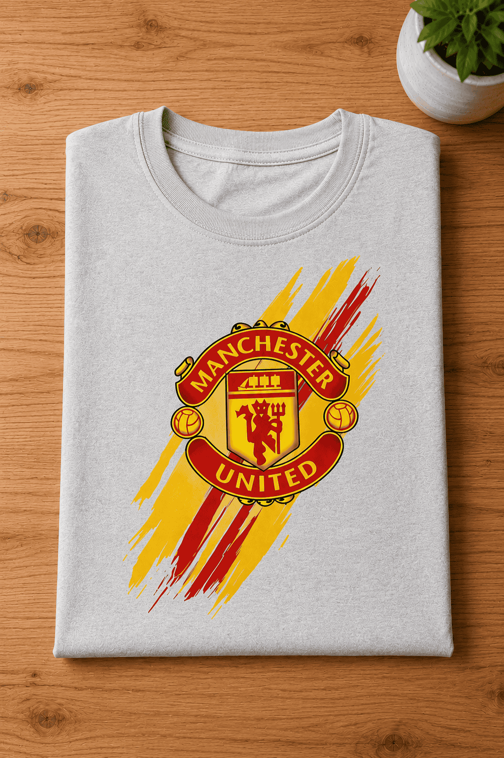 Manchester United inspired boys graphic football t-shirt in grey color with premium printed design