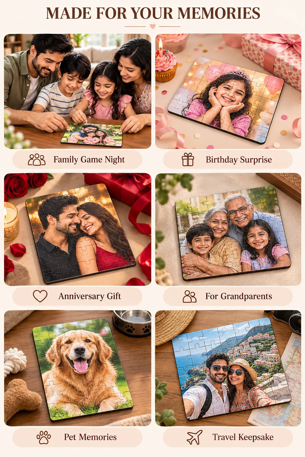 Custom MDF Wooden Photo Puzzle – 30 Pieces | Personalized Photo Gift