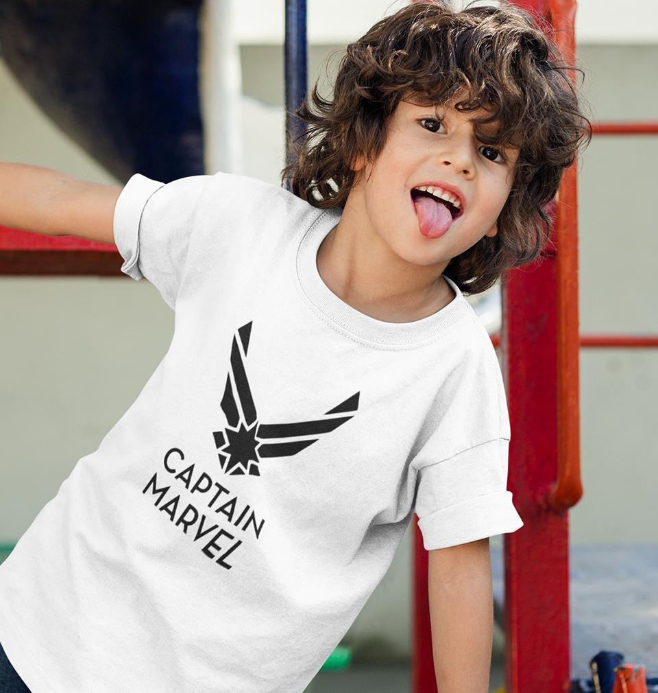 Captain Marvel Logo Half Sleeves T-Shirt for Boy-FunkyTeesClub