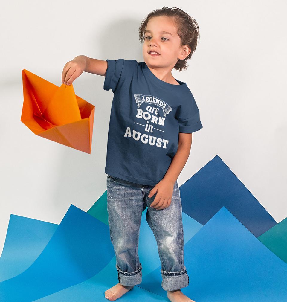 Legends are Born in August Half Sleeves T-Shirt for Boy-FunkyTeesClub
