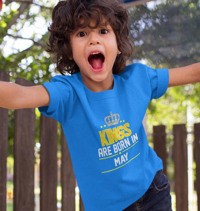 Kings Are Born In May Half Sleeves T-Shirt for Boy-FunkyTeesClub