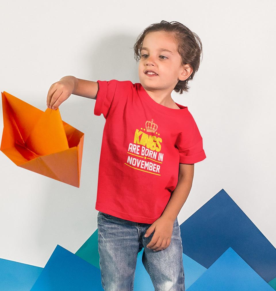 Kings Are Born In November Half Sleeves T-Shirt for Boy-FunkyTeesClub