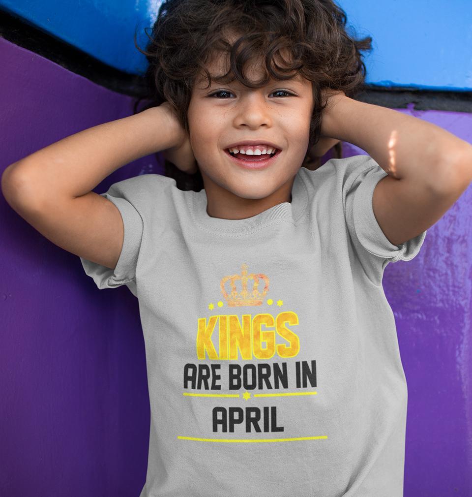 Kings Are Born In April Half Sleeves T-Shirt for Boy-FunkyTeesClub