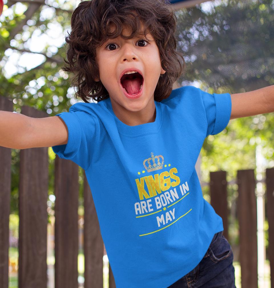 Kings Are Born In May Half Sleeves T-Shirt for Boys and Kids-FunkyTeesClub