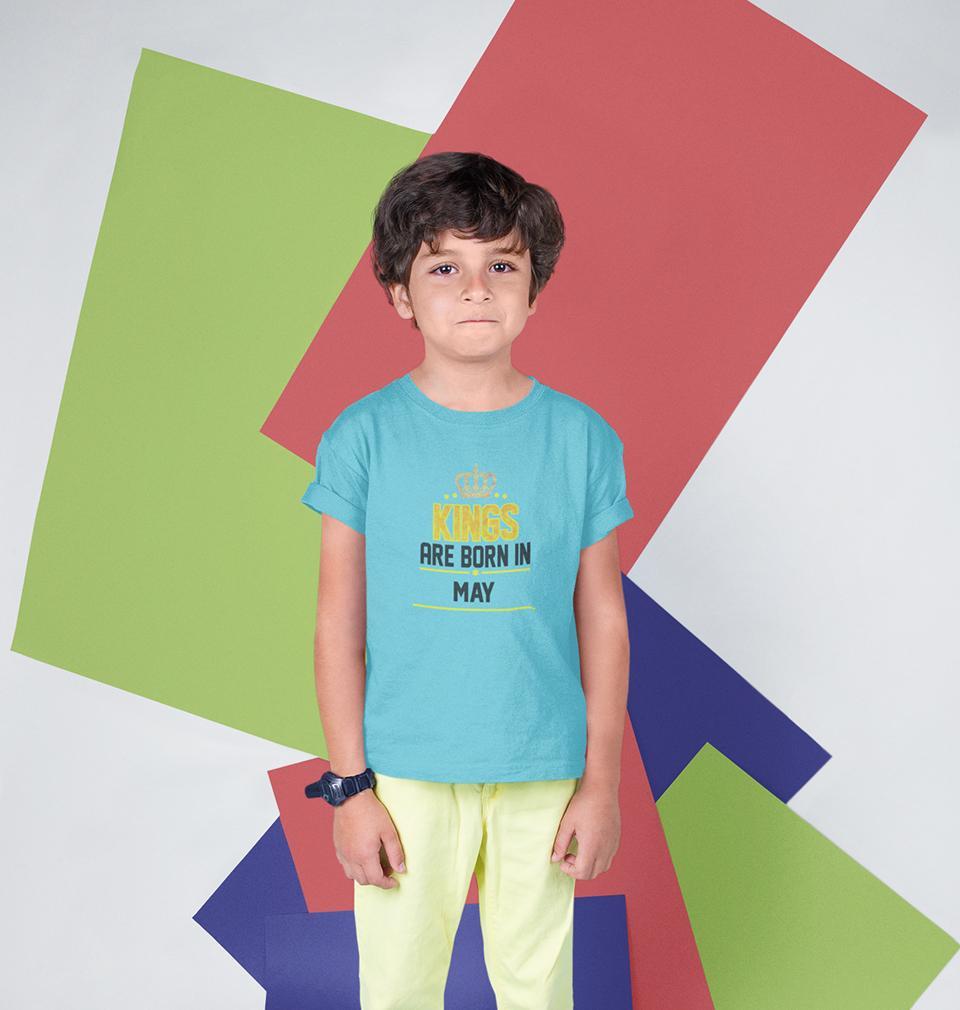Kings Are Born In May Half Sleeves T-Shirt for Boy-FunkyTeesClub