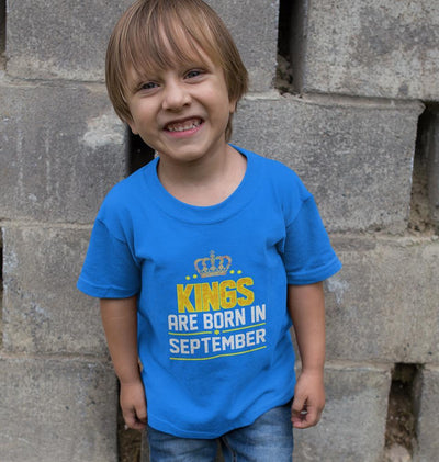Kings Are Born In September Half Sleeves T-Shirt for Boy-FunkyTeesClub