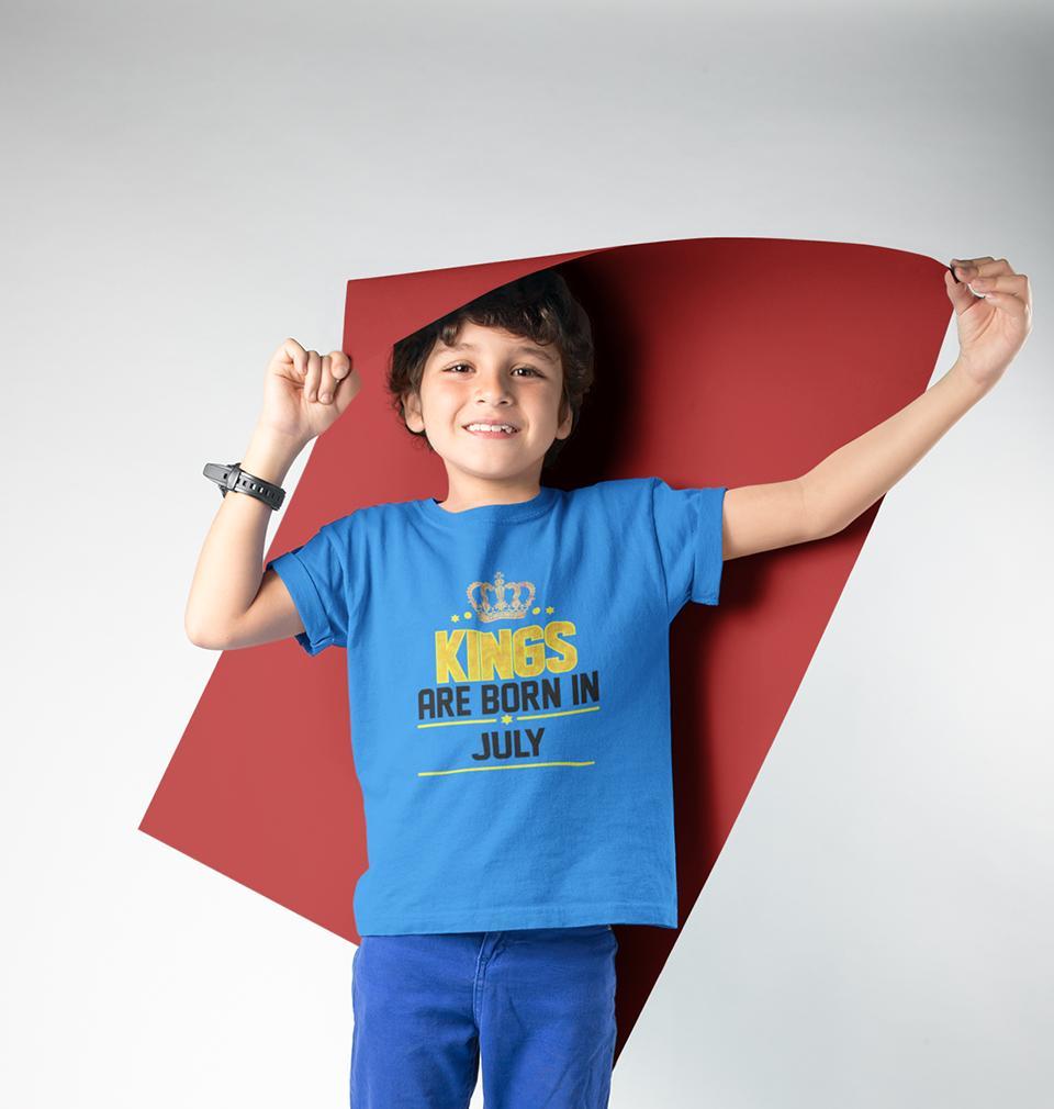 Kings Are Born In July Half Sleeves T-Shirt for Boy-FunkyTeesClub