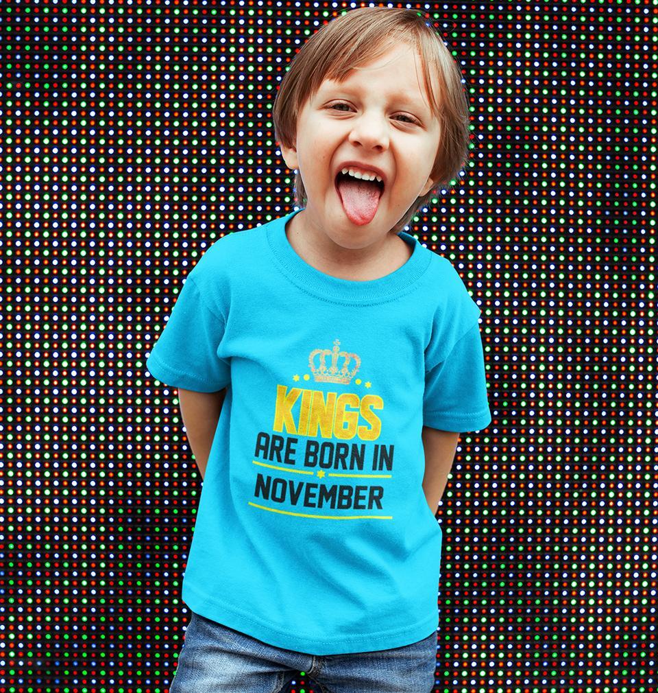 Kings Are Born In November Half Sleeves T-Shirt for Boy-FunkyTeesClub