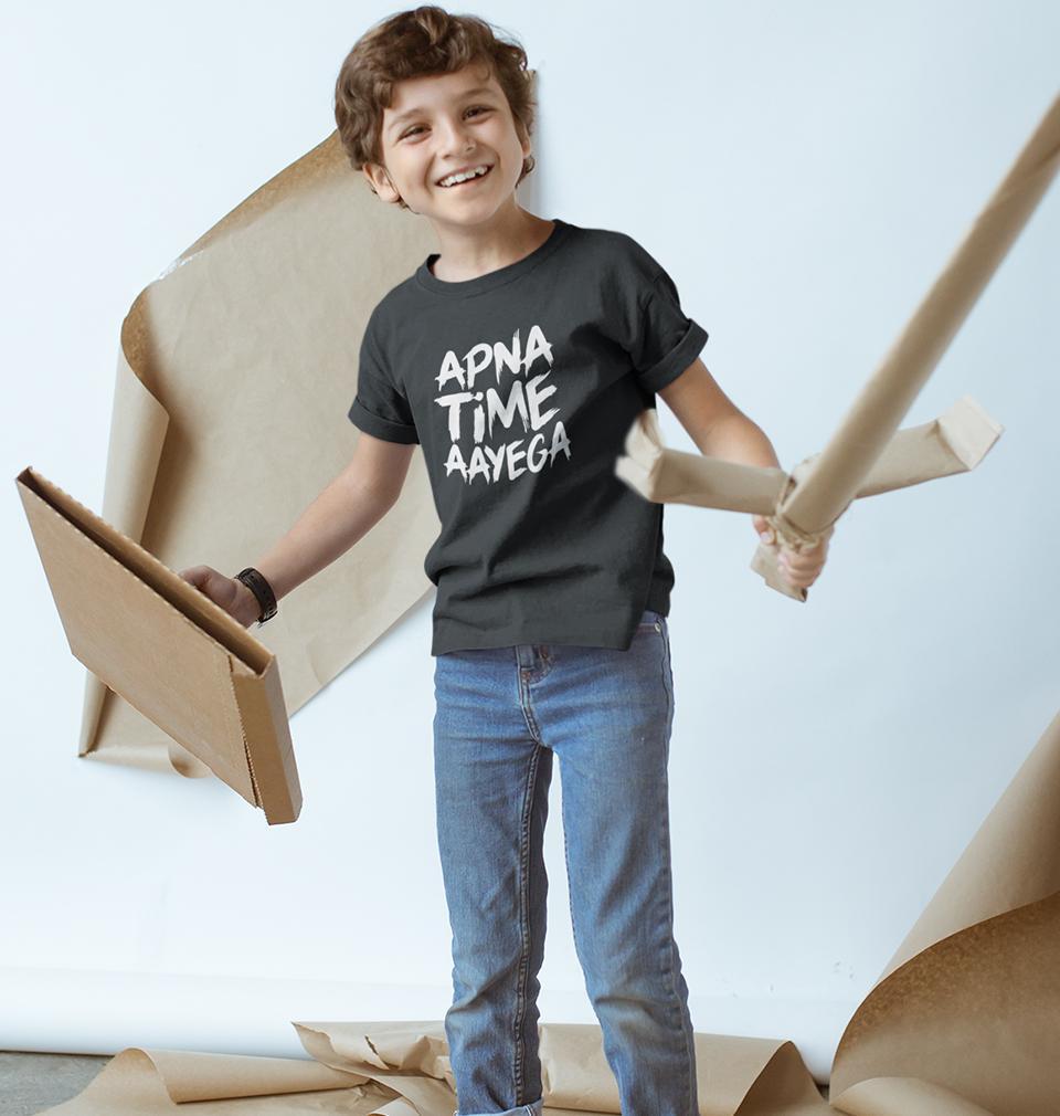 Apna Time Aayega Logo Half Sleeves T-Shirt for Boy-FunkyTeesClub