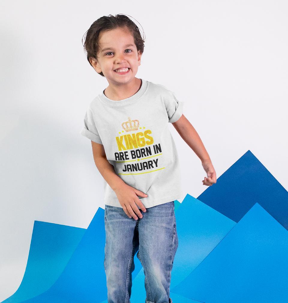 Kings Are Born In January Half Sleeves T-Shirt for Boy-FunkyTeesClub
