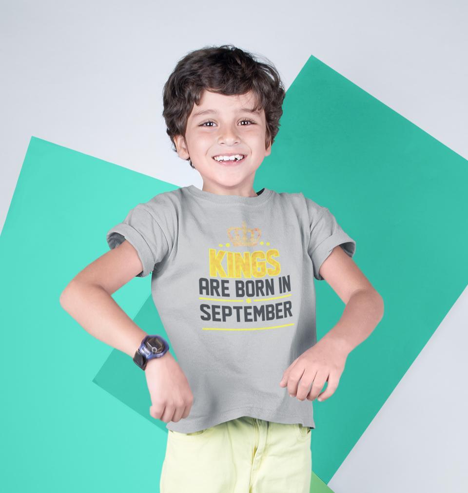 Kings Are Born In September Half Sleeves T-Shirt for Boy-FunkyTeesClub