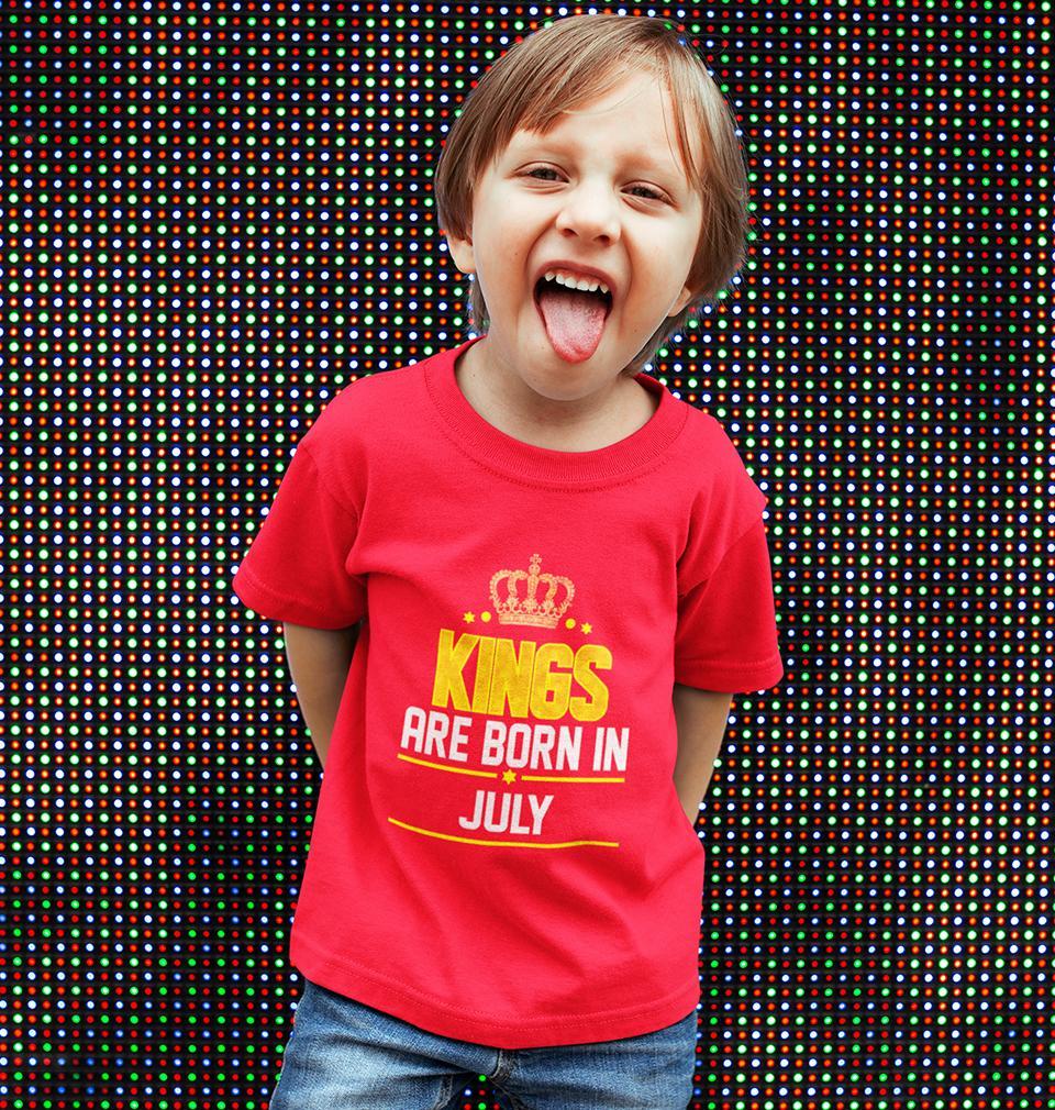 Kings Are Born In July Half Sleeves T-Shirt for Boy-FunkyTeesClub