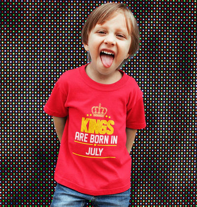 Kings Are Born In July Half Sleeves T-Shirt for Boy-FunkyTeesClub