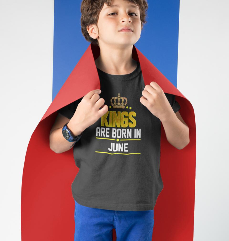 Kings Are Born In June Half Sleeves T-Shirt for Boy-FunkyTeesClub