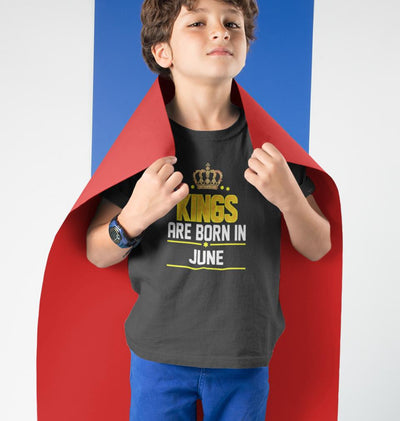 Kings Are Born In June Half Sleeves T-Shirt for Boy-FunkyTeesClub